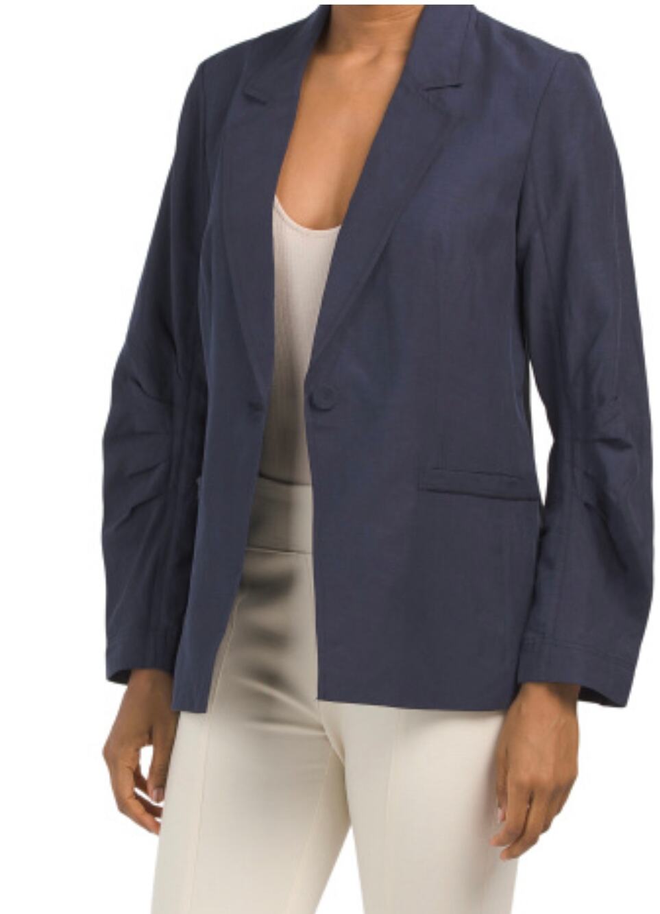 Kobi Halperin Torryn Unstructured Navy Blue Cinched Sleeve Blazer M